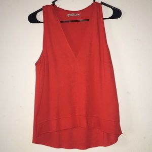Bright Red ZARA V CUT Blouse